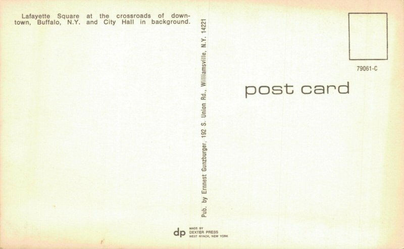 USA Lafayette Square Buffalo Vintage Postcard 07.49
