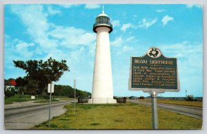 Biloxi Lighthouse Mississippi~est 1848~Gulf Coast~PM 1962 Chrome Postcard