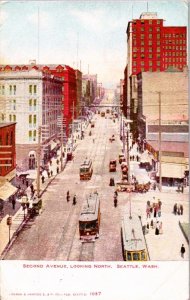 Seattle, Washington - Downtown Trolley on Second Ave - in 1906