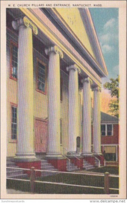 Massachusetts Nantucket M E Church Pillars and Entrance