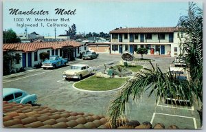 Inglewood California 1950s Postcard Manchester Motel Cars