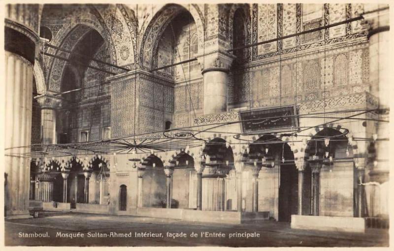 Istanbul Turkey Ahme Mosque Interior Real Photo Antique Postcard K102905