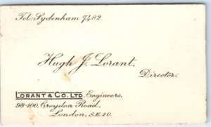 c1940s London Hugh J. Lorant & Co Director Business Card Machine Tools Lathe C42