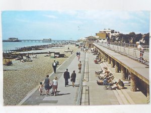 The Beach & Promenade Splash Point Worthing Sussex Vintage Postcard 1960s