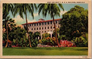 Linen Postcard Army and Navy Y.M.C.A. Building in Honolulu, Hawaii~812