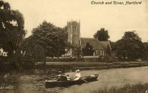 UK -England. Hartford. Church and River