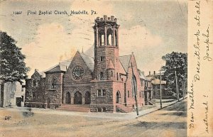 MEADVILLE PA~BAPTIST CHURCH-1906 PSTMK ROTOGRAPH PHOTO POSTCARD