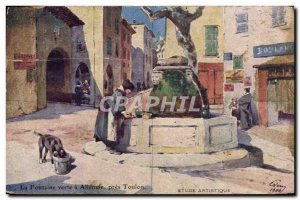 Old Postcard Green Fontaine Alleoule near Toulon