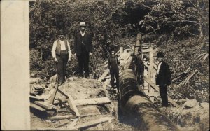 Work Labor Men Laying Pipe c1910 Unidentified Real Photo Postcard