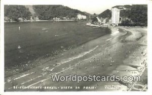 Real Photo Vista da Praia Sao Vicente Brazil 1957 Missing Stamp 