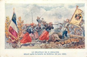 Berber military volunteers Zouaves 20 battalion flag Solferino battle painting