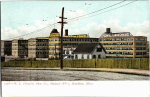 W.L. Douglas Shoe Co. Factory 1 Brockton MA Undivided Back Vintage Postcard D75