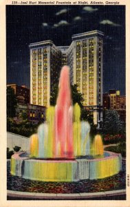 Georgia Atlanta The Joel Hurt Memorial Fountain At Night Curteich