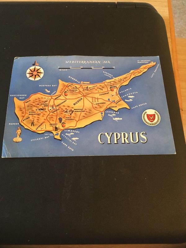 Vintage Postcard: Cyprus, Map