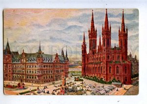 203010 GERMANY WIESBADEN Marketplace Town Hall Old postcard