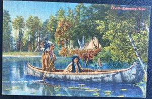 1950 Gladwin MI USA Picture Postcard Cover Native Americana Indian Returning Hom