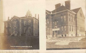 RPPC Public School & High School MONTICELLO Iowa c1910s Vintage Photo Postcard