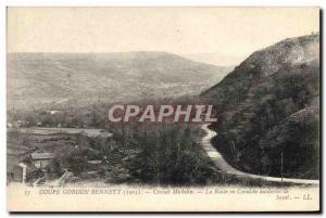 Postcard Old Automobile Gordon Bennett 1905 Michelin Circuit The cliff road a...