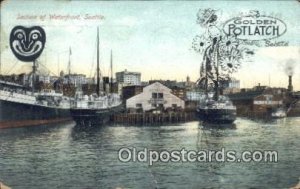 Seattle, Washington, WA USA Sailboat 1912 light crease bottom edge, corner we...