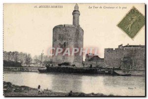 Postcard Old Aigues Mortes Constance Tower and the dock
