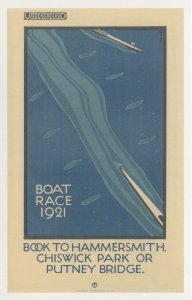 London Boat Race 1921 Underground Train Advertising Postcard