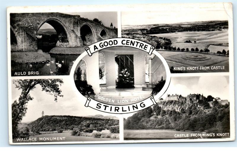 *1950s Stirling Scotland Multi View Auld Brig Knott Vintage Photo Postcard C86