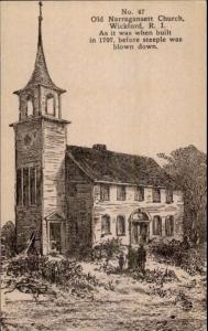 Wickford RI Old Narragansett Church c1910 Postcard