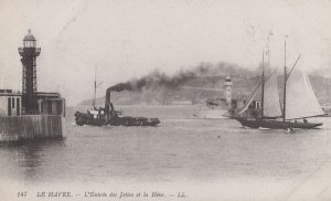 Le Havre Entree de Jetees Ship Steamer Old Antique France French Postcard