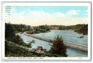 1929 Canal Walk Merrimack River Lowell Massachusetts MA Vintage Postcard