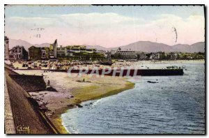 Old Postcard Saint Jean de Luz and La Jetee embarcade the Beach at low tide