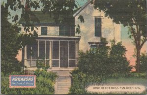 Linen~Tree Surrounded Home Of Bob Burns~Van Buren Arkansas~Vintage Postcard