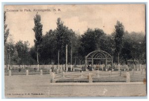 c1910 Entrance To Park Arch Rope Fence Grove Alomogordo New Mexico NM Postcard