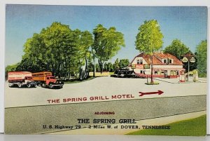 DOVER TENNESSEE THE SPRING GRILL MOTEL RESTAURANT GAS PUMPS TRUCKS Postcard K7