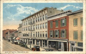 Frederick Maryland MD New City Hotel Street Scene Vintage Postcard
