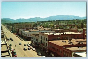 Bozeman Montana MT Postcard Looking East Main Street Aerial View Buildings c1960