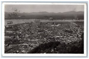 Santos Brazil Postcard Panoramic View 1930 Vintage Unposted RPPC Photo