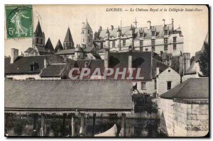 Old Postcard Loches The Royal Castle and the Collegiate Sant'Orso
