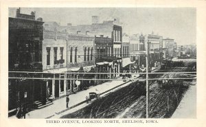 G17/ Sheldon Iowa Postcard c1910 Third Avenue Stores North 2