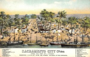 SACRAMENTO CITY 1849 View J. Street California c1910s Rieder Vintage Postcard