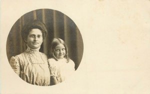 RPPC Postcard; Mother & Young Girl Daughter in Lovely White Dresses, Unknown US