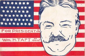 WILLIAM TAFT FOR PRESIDENT OF USA OHIO FLAG POLITICAL POSTCARD 1908