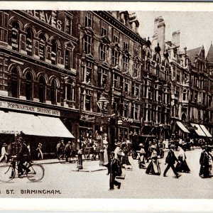 c1910s Birmingham England Corporation St H Greaves Shop Bicycle Street Scene PC