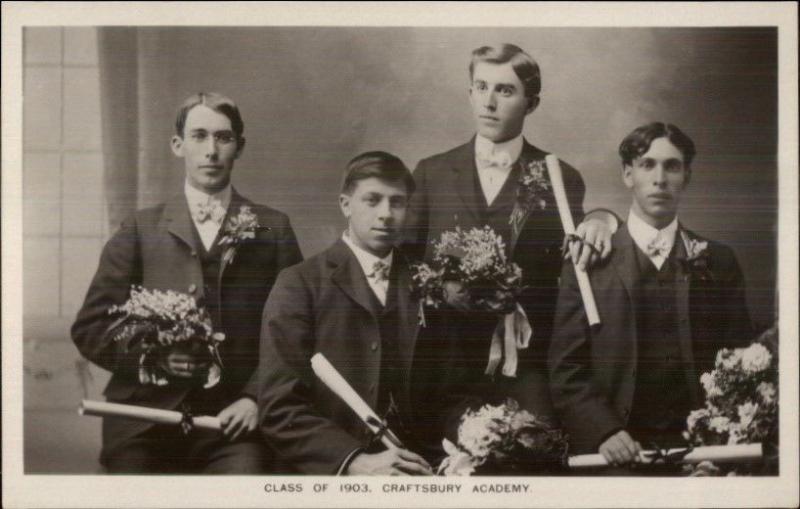 Craftsbury VT Vermont Class of 1903  - c1910 Real Photo Postcard