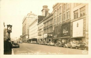 WA, Tacoma, Washington, Broadway, Looking North, 40's Cars, Ellis No. 1209, RPPC