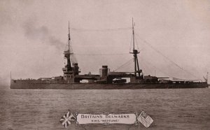 British Bulwarks HMS Neptune Real Photo WW1 Ship Postcard