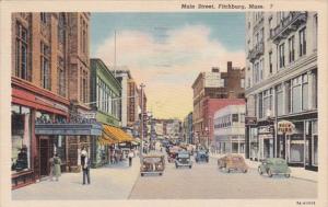 Massachusetts Fitchburg Main Street 1940 Curteich