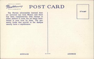 Fred Harvey American Indian Navajo Silversmith Grand Canyon AZ Linen Postcard