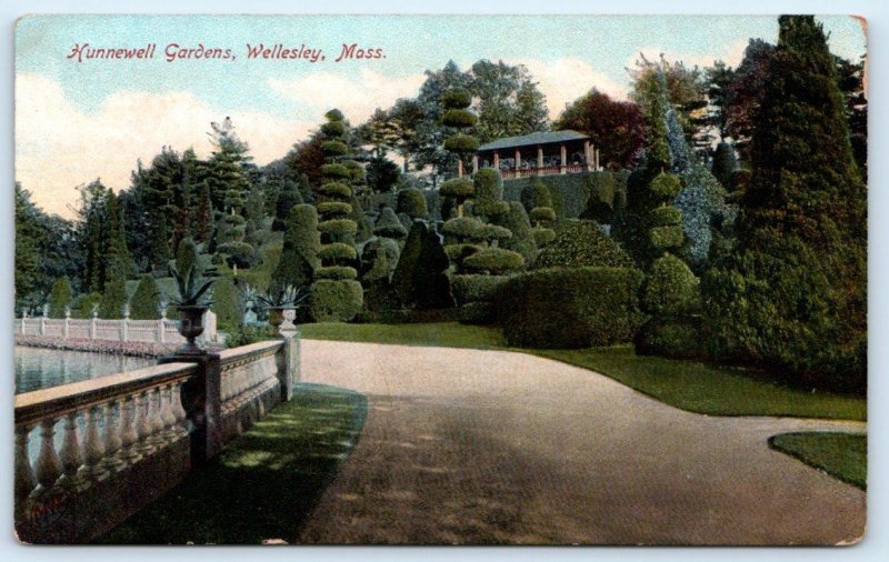 WELLSLEY, MA Massachusetts ~ HUNNEWELL GARDENS c1910s Norfolk County  Postcard