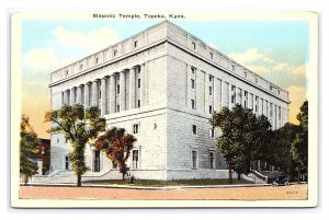 Postcard Kansas Masonic Temple Topeka Kansas Antique Automobile