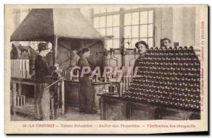 Old Postcard Le Creusot Factories Schneider Workshop Verification projectile ...